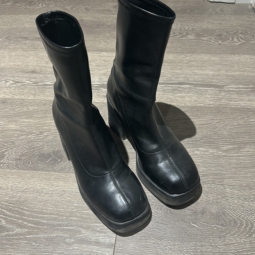 EUC Call it Spring squared toe vegan leather boots